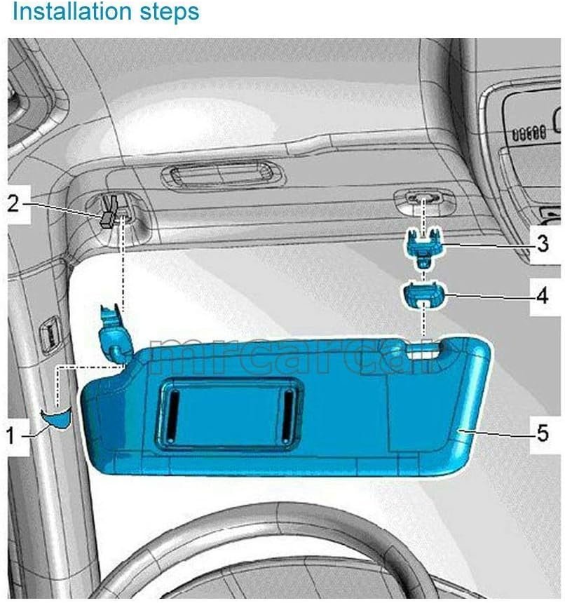 2-Pack Black Interior Sun Visor Hook Clip Base Makeup Mirror Fixing Bracket Compatible with A1 A3 A4 A5 Q3 Q5 OEM(8E0 857 562, 8U0 857 562A).