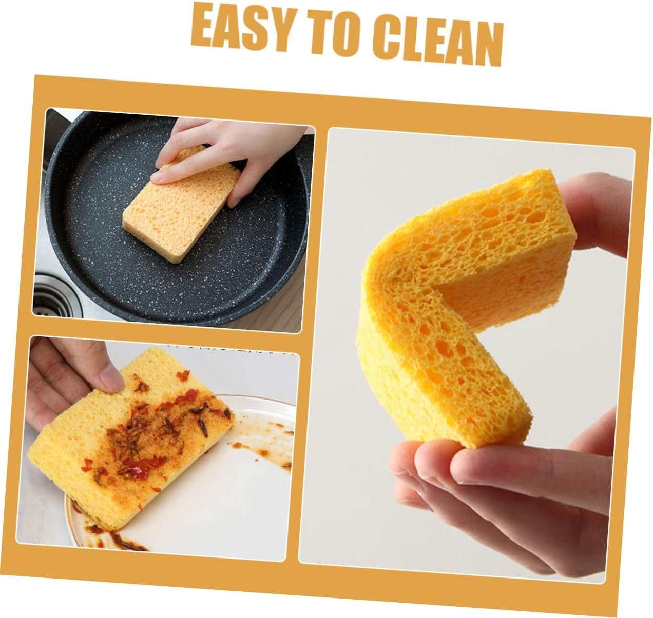 LABRIMP 6pcs Reusable Kitchen Sponge Multi Functional Cleaning Scrub Sponge for Pans Bowls and Cups High
