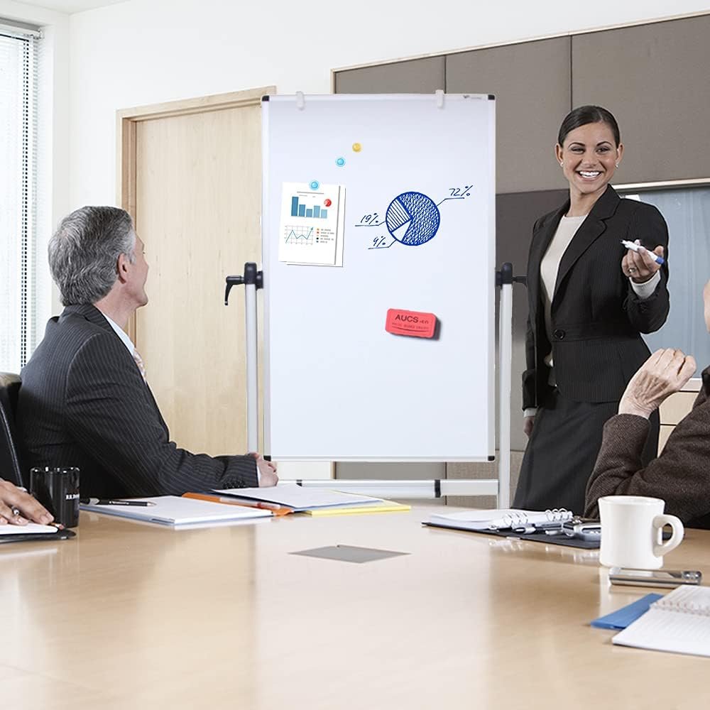 VIZ-PRO Double-Sided Magnetic Mobile Whiteboard,48 x 24 Inches Aluminum Frame & Stand