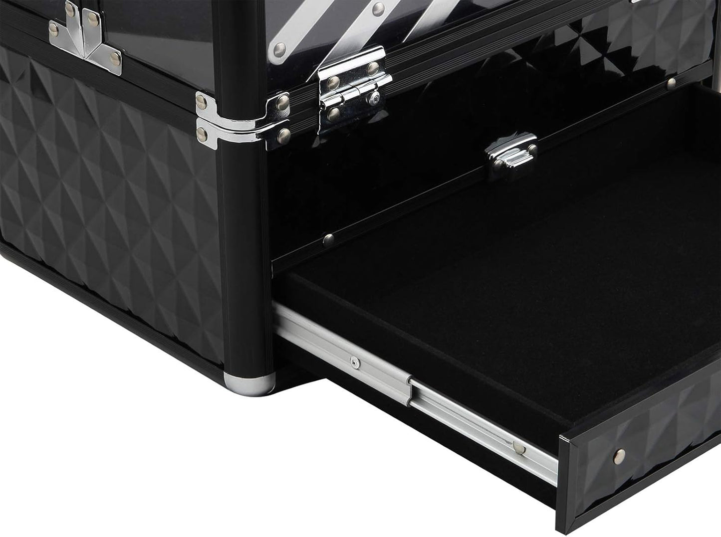 HOMCOM Professional Travel Makeup Case, Makeup Case with Removable Trays and Lock, for Women's Travel Makeup Beauty Case, 30 x 18.5 x 22 cm, Black