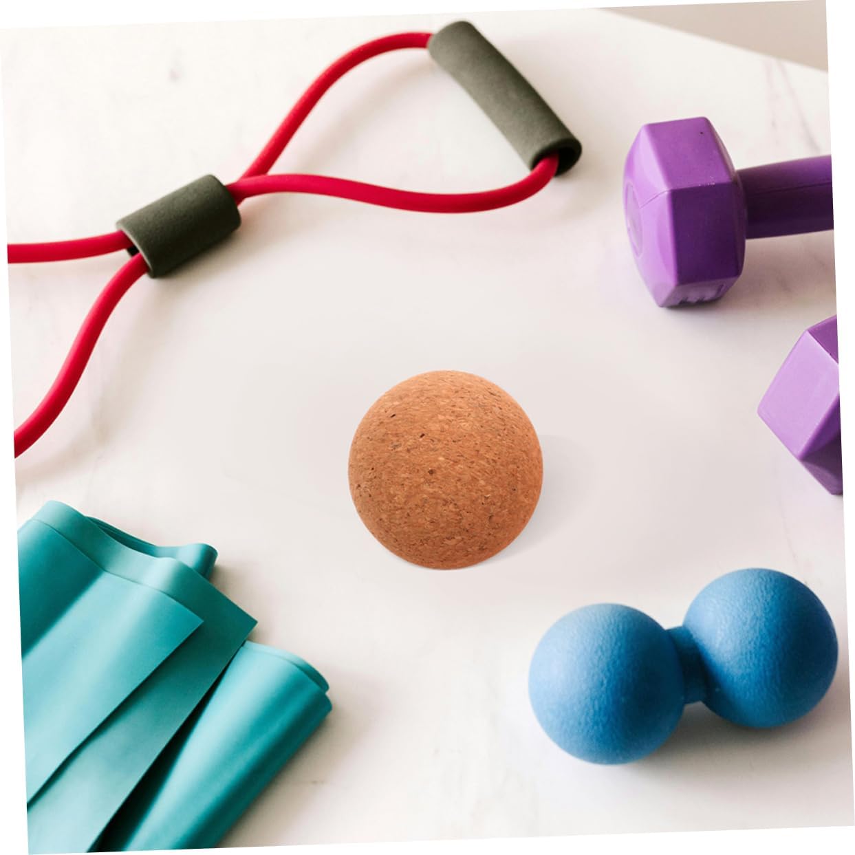 ifundom Palla da Yoga Palla per Massaggiare Palline da Massaggio Manuali di Yoga Sfera di Sughero Strumento di Massaggio All'Indietro Massaggiatore al Collo Trucioli di Sughero
