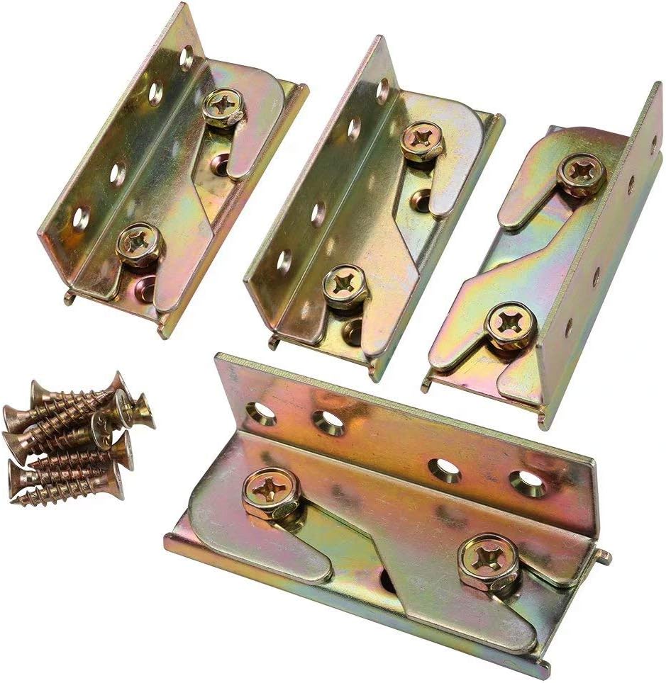 KASUNEN Bed Rail Brackets - Bed Rail Fittings - Heavy Duty Non-Mortise - Set of 4 (Screws Included)