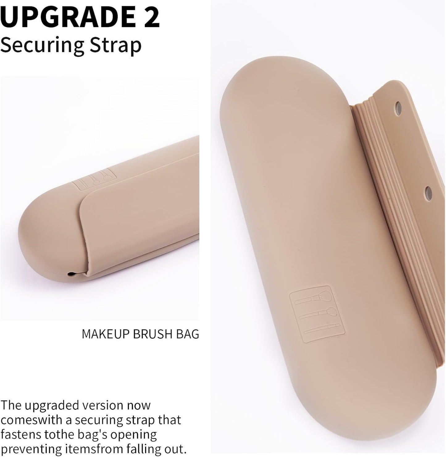 AGIKET Silicone Makeup Brush Holder Travel Cosmetic Bag:Soft Portable Cosmetic Face Brushes Holder with Upgrade Anti-Fall Out Magnetic Closure, Large Travel Makeup Brush Case - Walnut