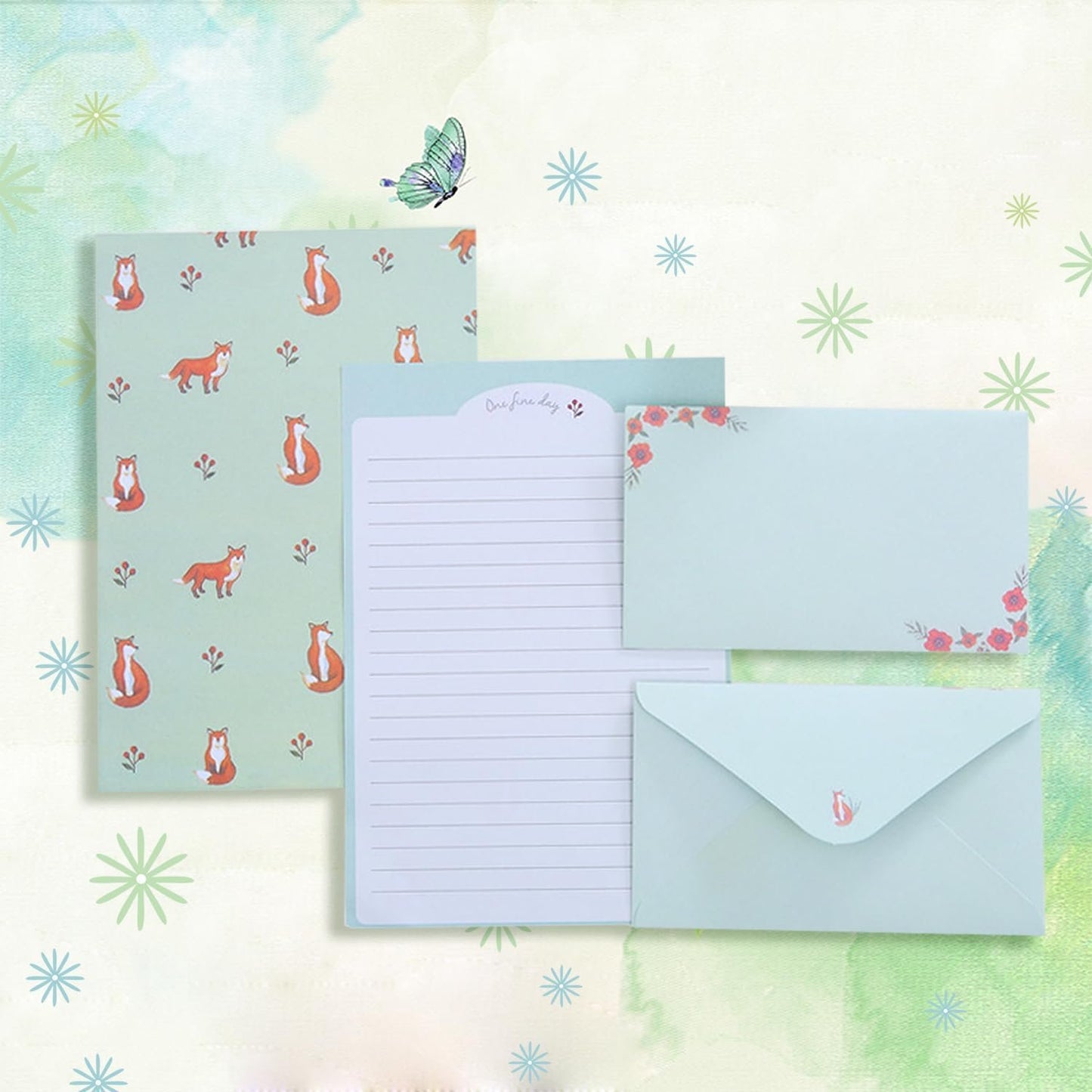 90PCS Stationery Kit - Cute Writing Stationery Paper & Envelopes Set (60 Papers + 30 Envelopes)
