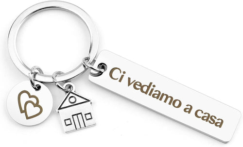 QONCV New Home Gifts Original Keychain Gift for New House Opening for Wife Husband Ideas, silver