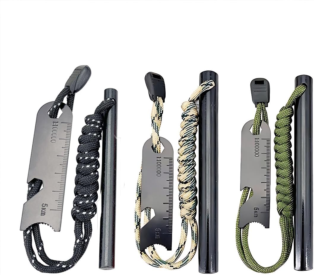 Ferrocerium Flint Rod 15cm x 1.3cm Survival Fire Starter with Striker para-Cord - Essential Survival Tool for Outdoor Adventures