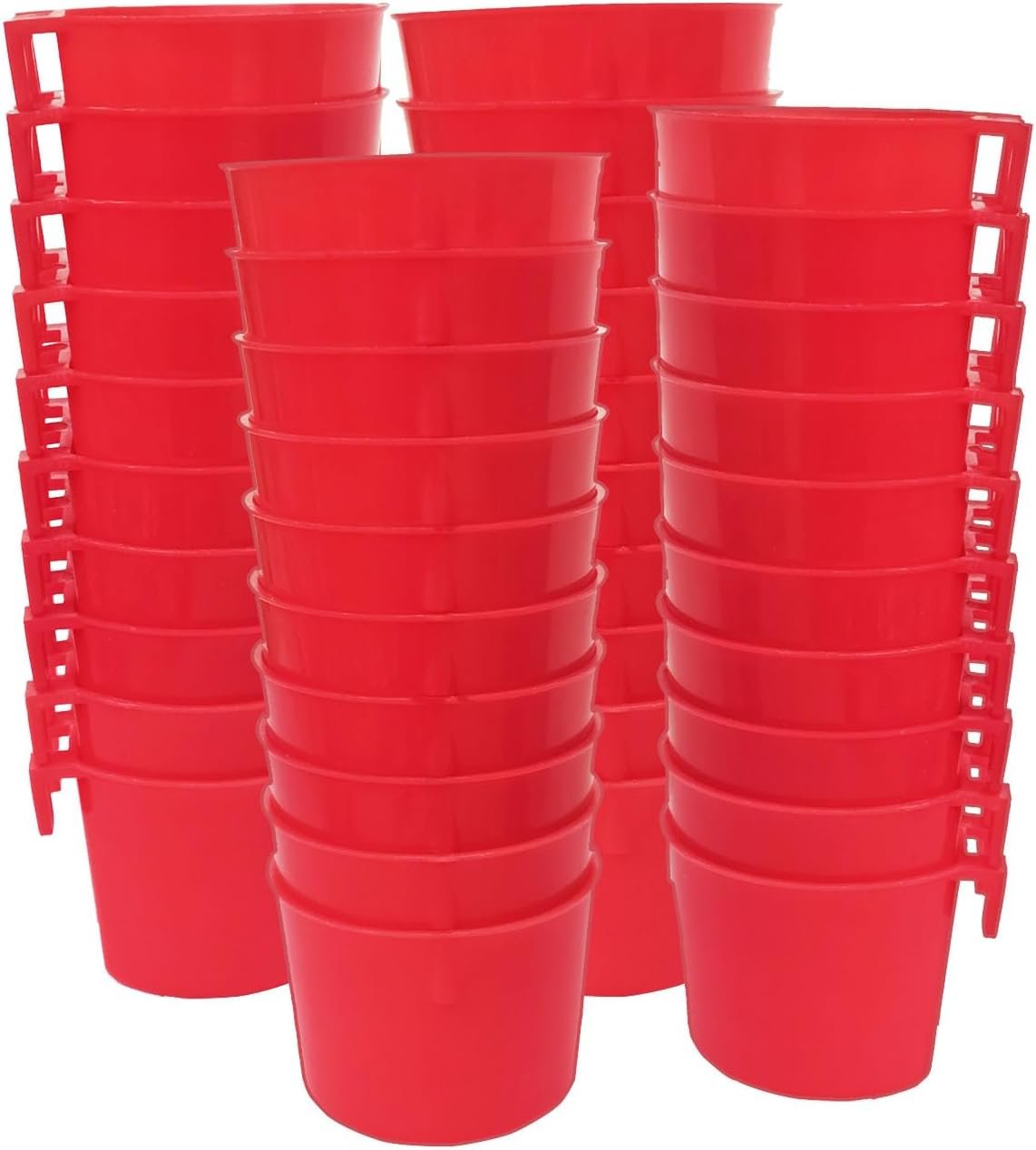 ORIBUKI 40 Pack Cage Cups Birds Feeders Seed Bowl Chicken Feeding Watering Dish Rabbit Water Food Hanging Wire Cages Box 8oz Coop Cups for Pet Parrot Parakeet Gamefowl Poultry Pigeon (Red)