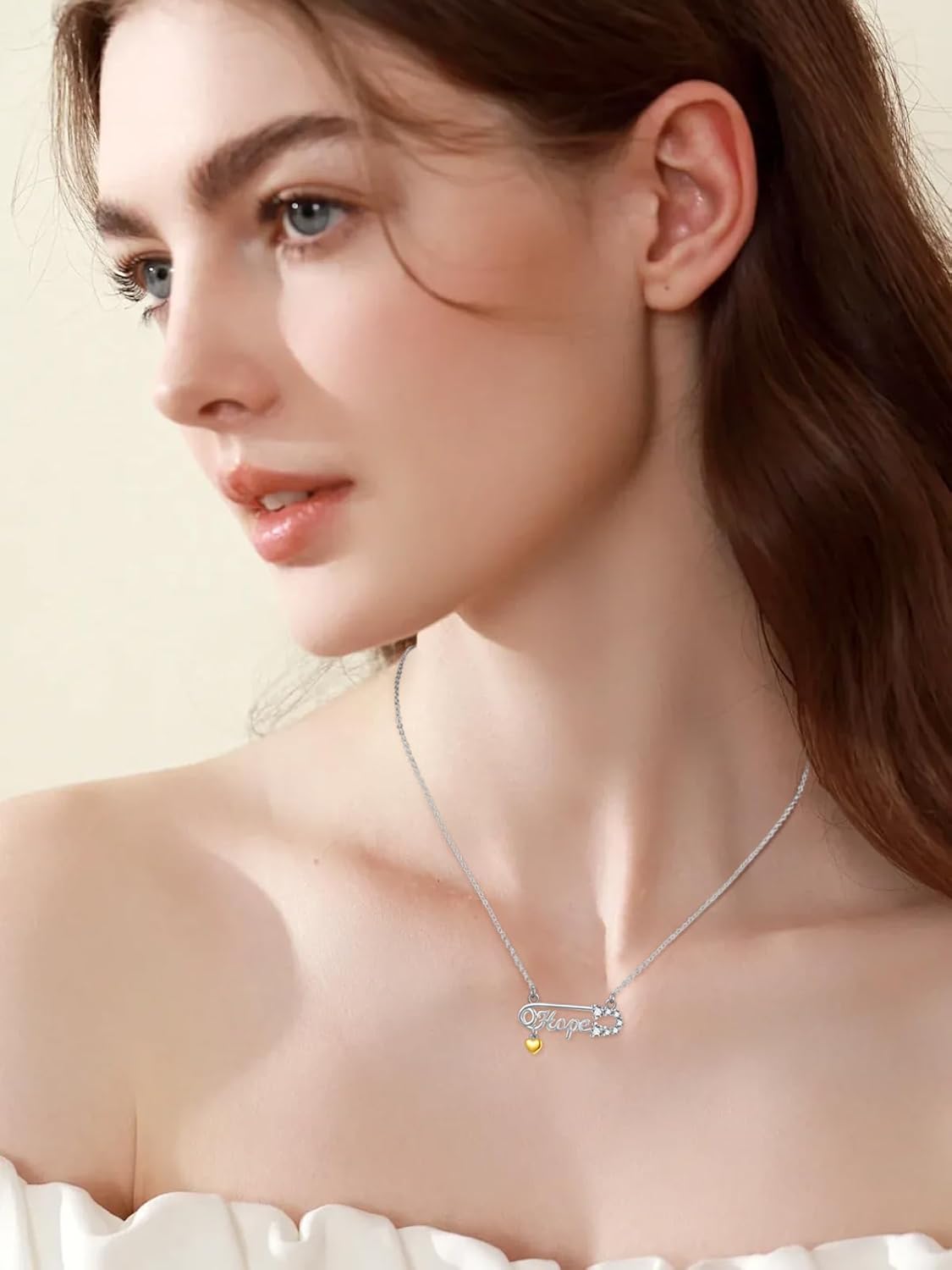 KINGWHYTE Safety Pin Necklace 925 Sterling Silver Mental Health Awareness Pin Hope Neckalce Safety Pin Pendant Jewelry Gifts