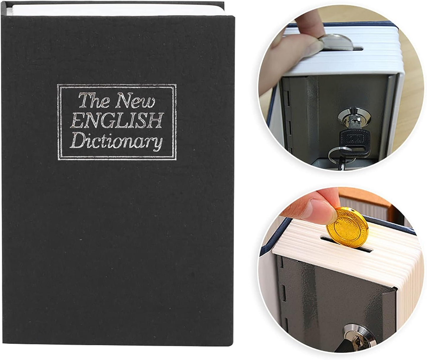 Mini Simulation Book Safe Storage Box Security Lock Case For Money Cash Gioielli con le Chiavi Applicazione Scena di Applicazione Home Office