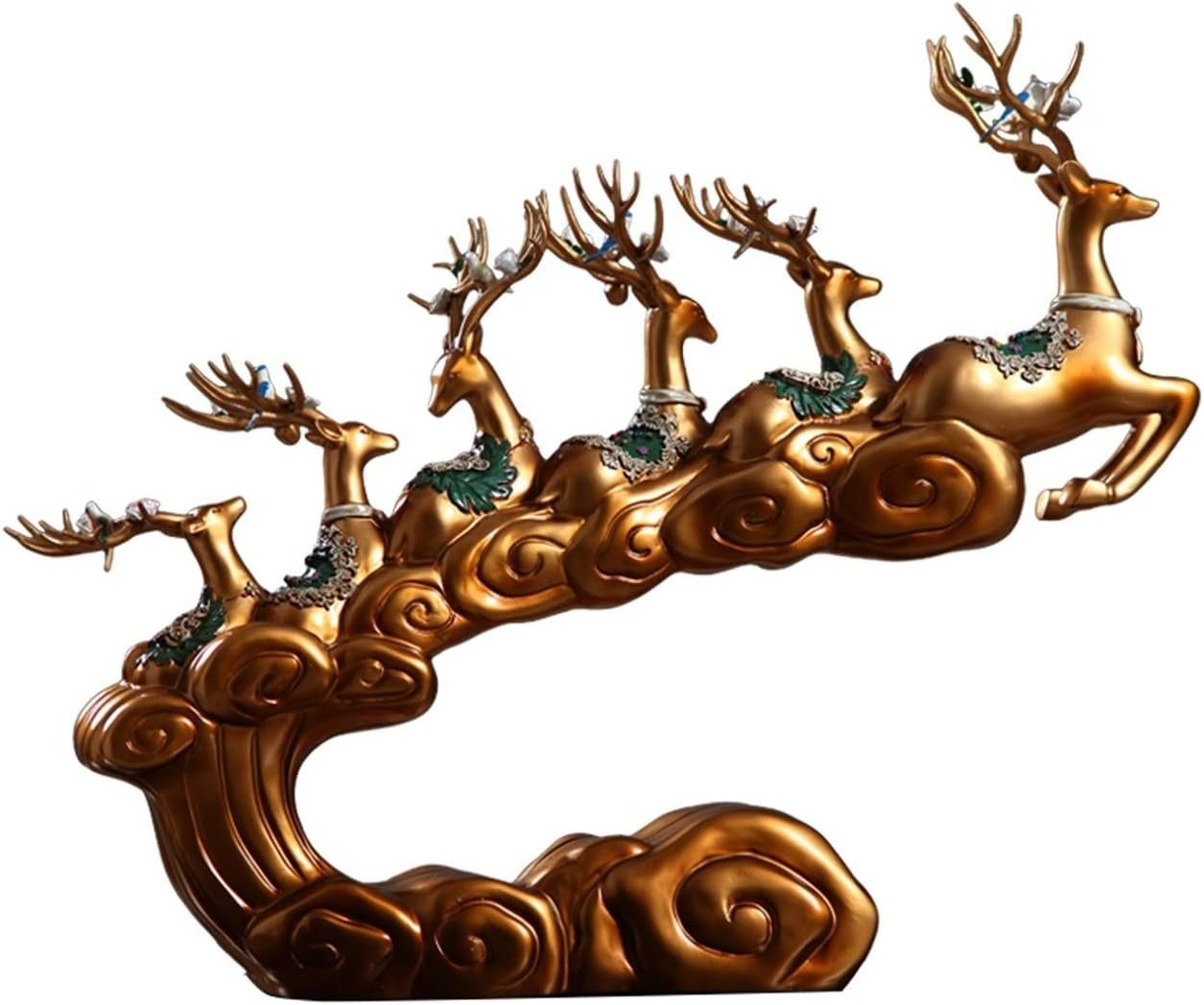 Weiping Sculpture Accent Entrance Living Room Feng Shui Deer Office Table Decoration Desk Ornaments Home Deer Statue Crafts Gift Objects Animal Sculpture Table Statue
