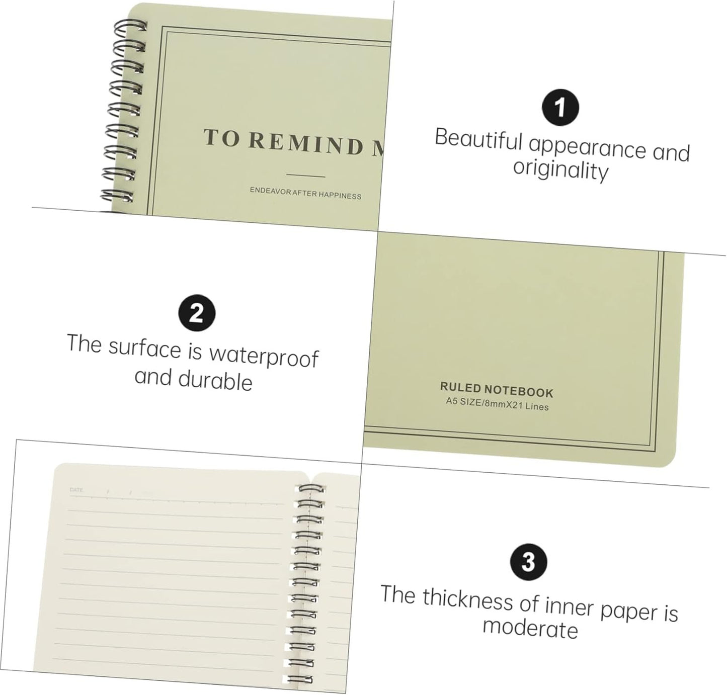 Gogogmee 8 pcs Multipurpose Scrapbooks Spiral A Home Journals Legal Notepads Handbooks Planner Notes Subject Notebooks Coil Wirebound Bound for Student Stationery Writing Office Memo