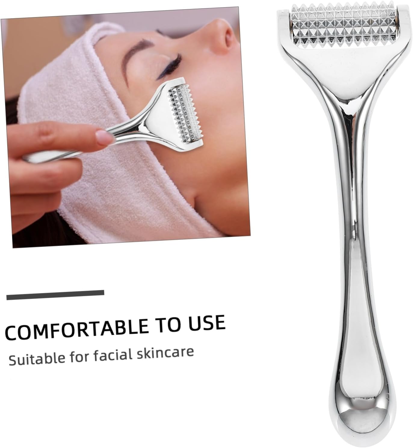 Generico 1pc Beauty Device Wrinkle Remover Walker Massager Zinc Alloy Facial Skin Care Cleanser for Skin Care Silver