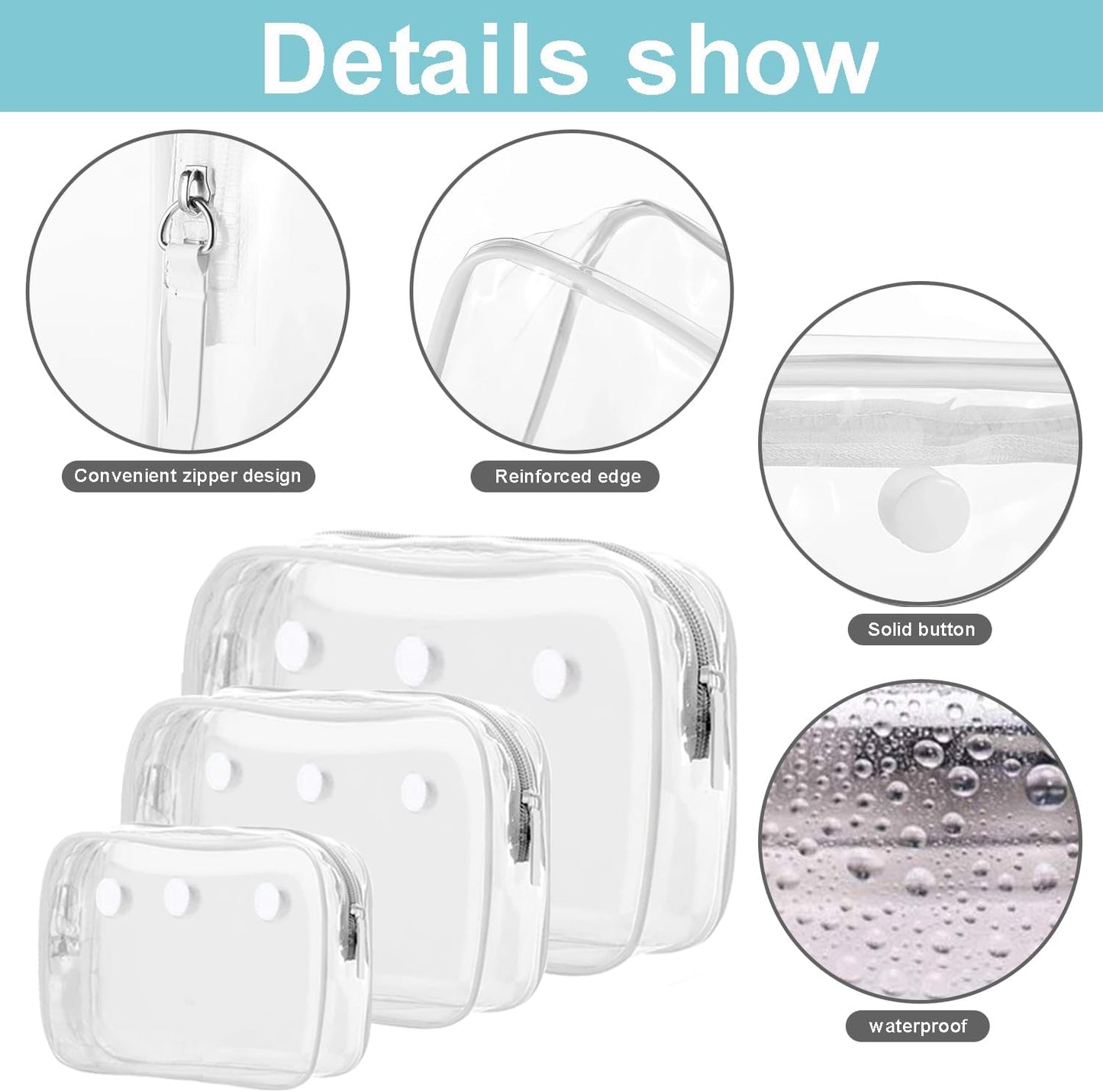 3 Pcs Clear Bogg Beach Tote Bag with 4 Pcs Insert Hooks and 1 Phone Holder Accessories for Bogg Bags Travel Makeup Clean Toiletry Brush Organizer Cosmetic Divider Storage Inner Pouch (White set of 4)