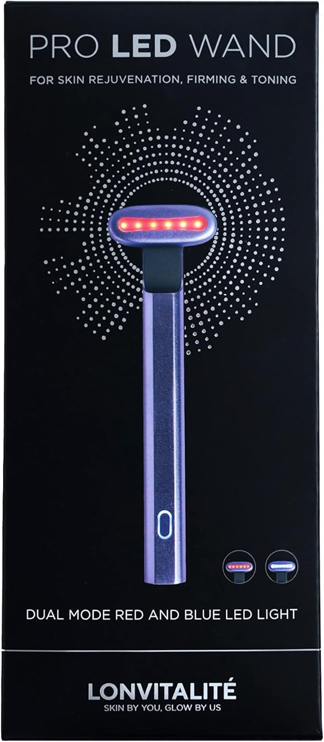 Pro LED 5-in-1 Dual Colour Facial Wand with Red and Blue light Therapy. Microcurrent Facial Device Anti-Ageing. Skincare tool for your natural radiance