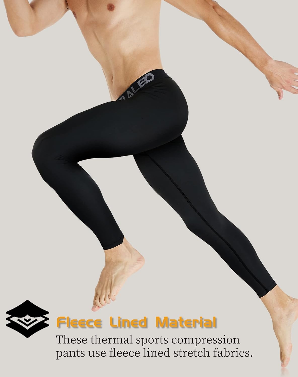 TELALEO 3 Pack Men's Thermal Compression Pants Fleece Lined Sports Tights Athletic Leggings Cold Weather Baselayer Winter Gear