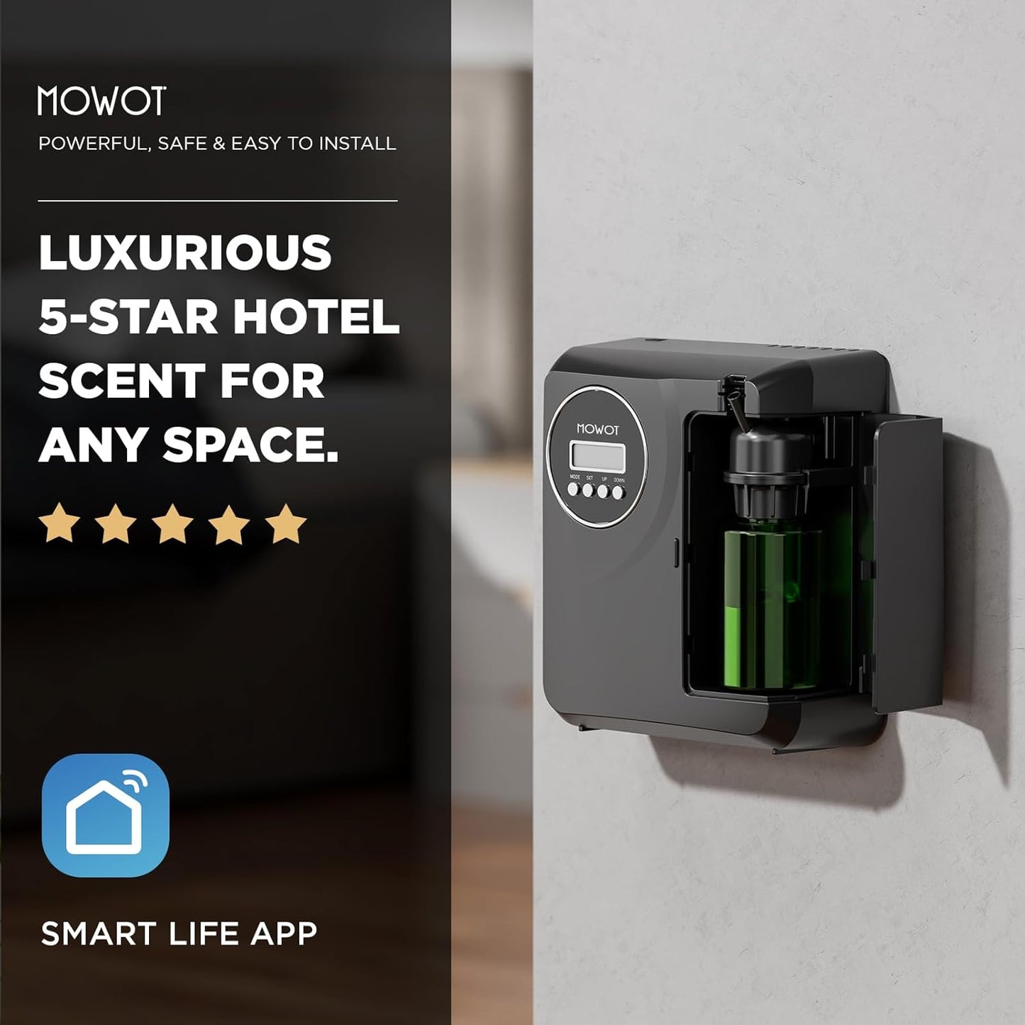 Smart Waterless Scent Air Machine with Bluetooth Control, Hotel Collection Diffuser with 3000 sq.ft Coverage,200ML Essential Oil Diffuser for Home,Large Room, Office, Spa( White Tea oil included)
