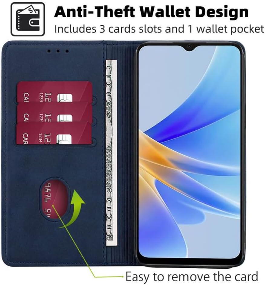 FORZARMOR Wallet Cover for Oppo Reno 13 Pro 5G (6.83 Inch) Case, PU Leather Pockets Shockproof Magnetic Flip Card Holder (for Reno 13 Pro 5G,Blue)