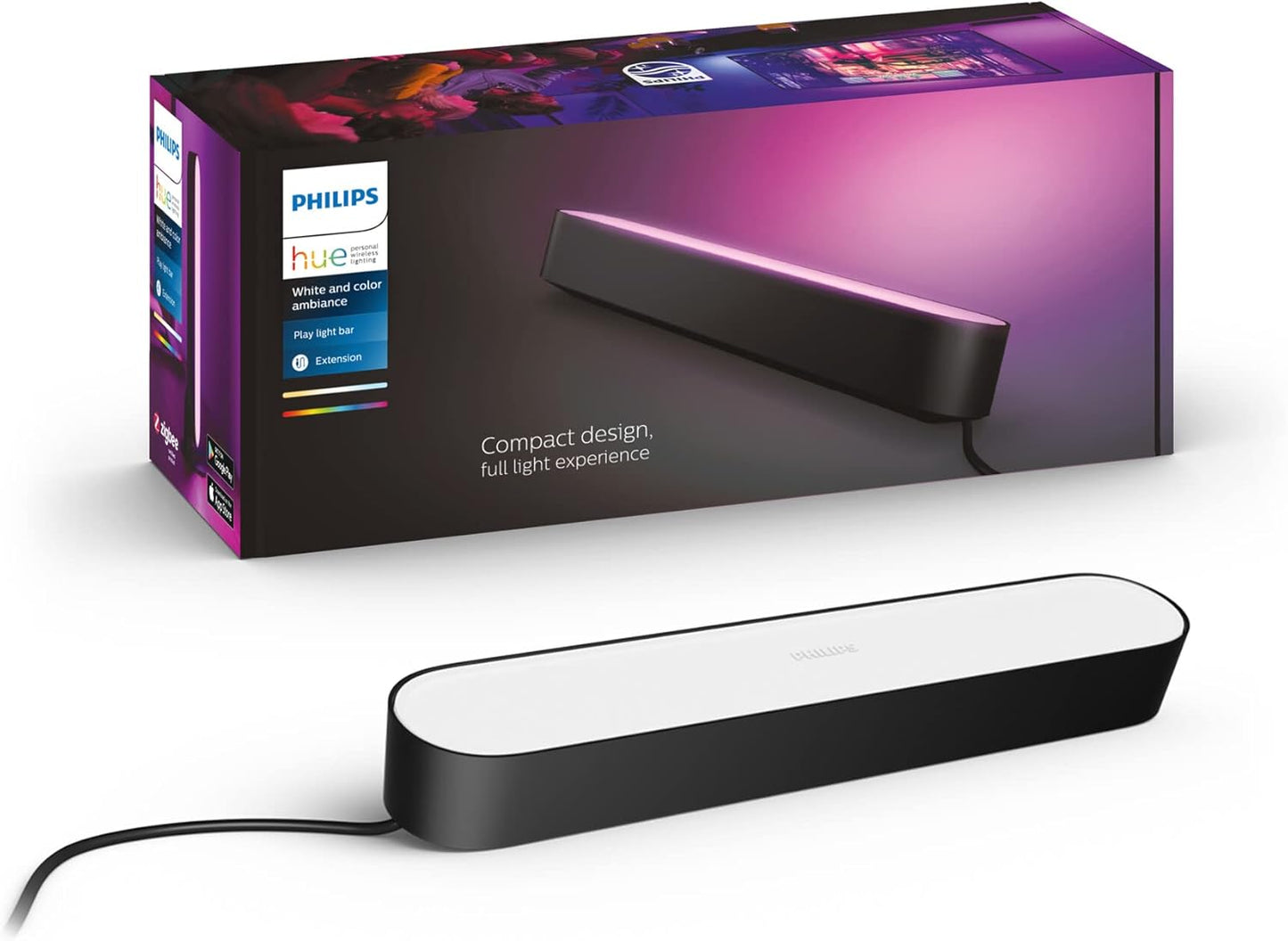 Philips Hue White and Color Ambiance Smart LED Play Table Lamp Extension (Power Supply Not Included), 1 Piece, Black