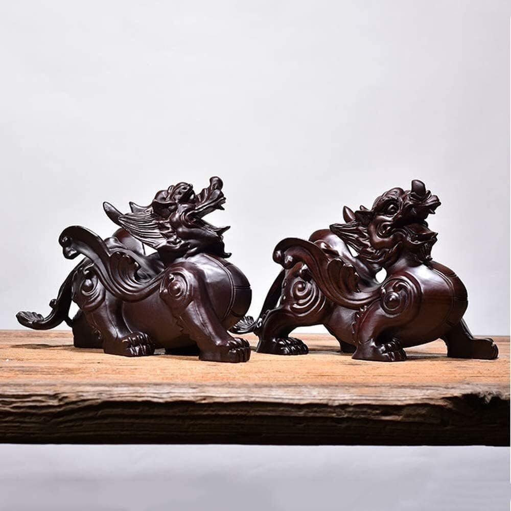 PiXiu/PiYao Statue Feng Shui Cinesi Prosperità Figurine Decorazioni in Palissandro Attrarre Ricchezza E Buona Fortuna Casa E Ufficio 0716 (Grande) Oggettistica per la Casa