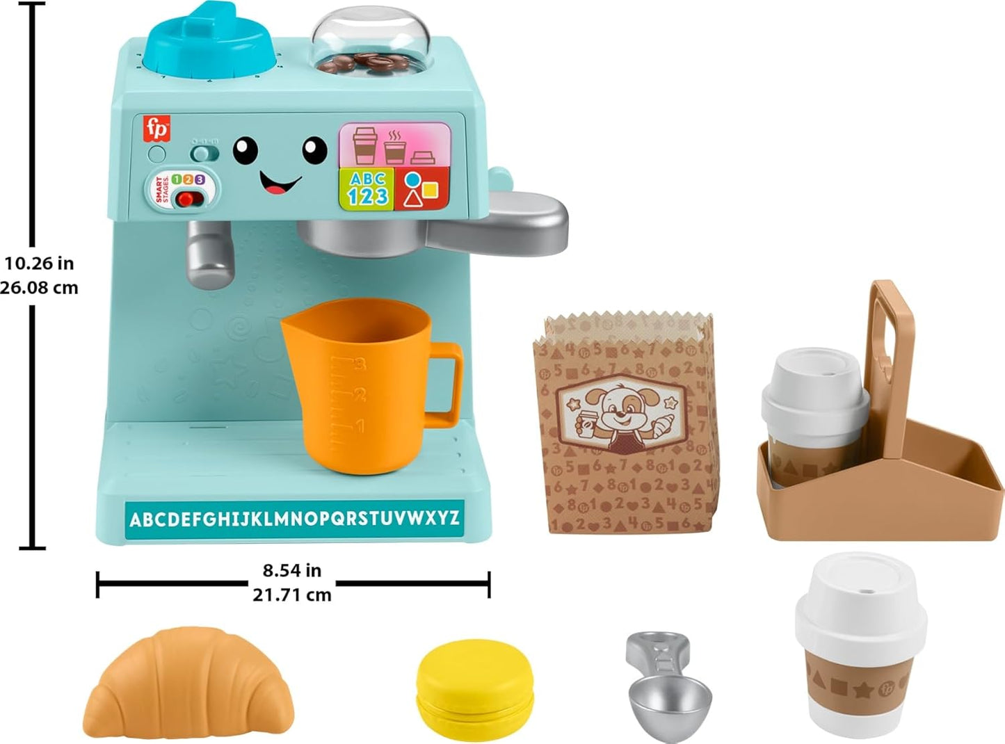 Fisher-Price Toddler Toy Laugh & Learn Coffee Café Musical Playset with Educational Songs & 10 Pretend Play Pieces for Kids Ages 18+ Months