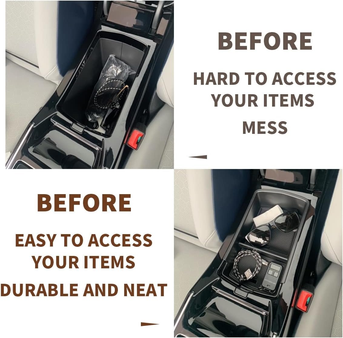Muslogy for 2023 2024 2025 VW ID.4 ID6 Storage Box Organizer Center Console Tray Interior Accessories Compatible with Volkswagen ID4 ID.6 (2023+ Center Console Tray)