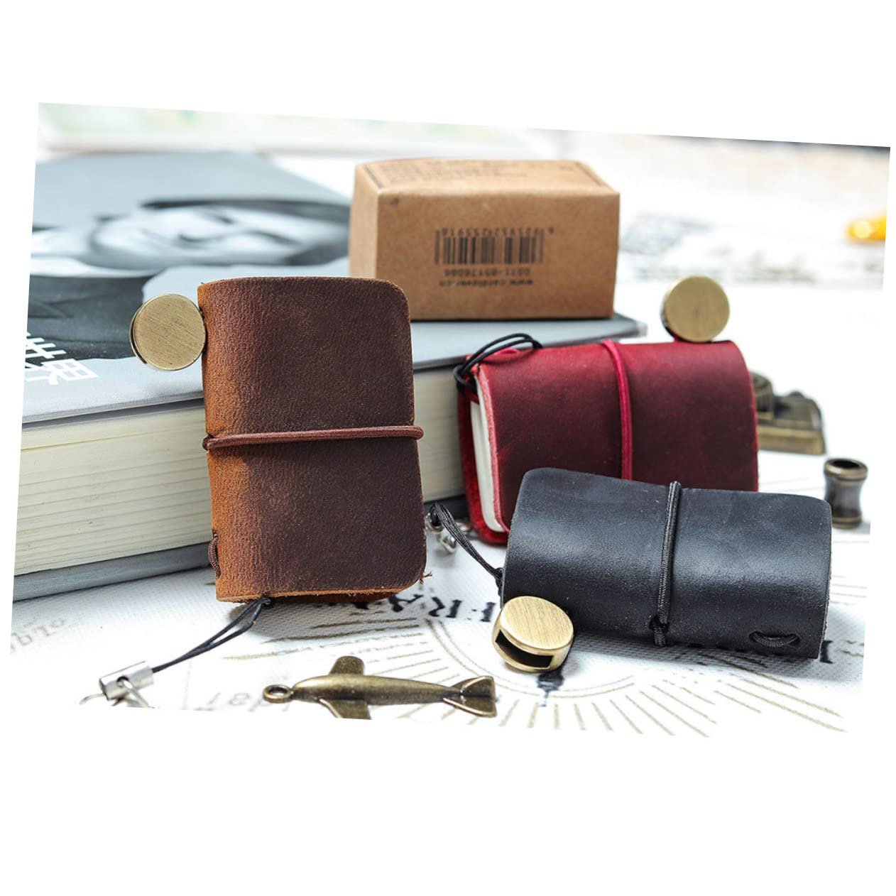 Uonlytech Mini Notebook for Students and Office Workers Practical Portable Stationery for Daily Use School Supplies for Writing Notes and Recording Plans Brown Cowhide Cover