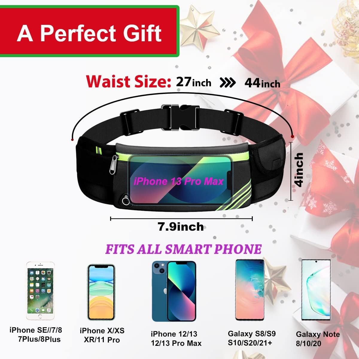Running Waist Pack, Flat Bottom Waist Pack, Waterproof Running Bag for Workout Jogging, Money Belt Gear Accessories