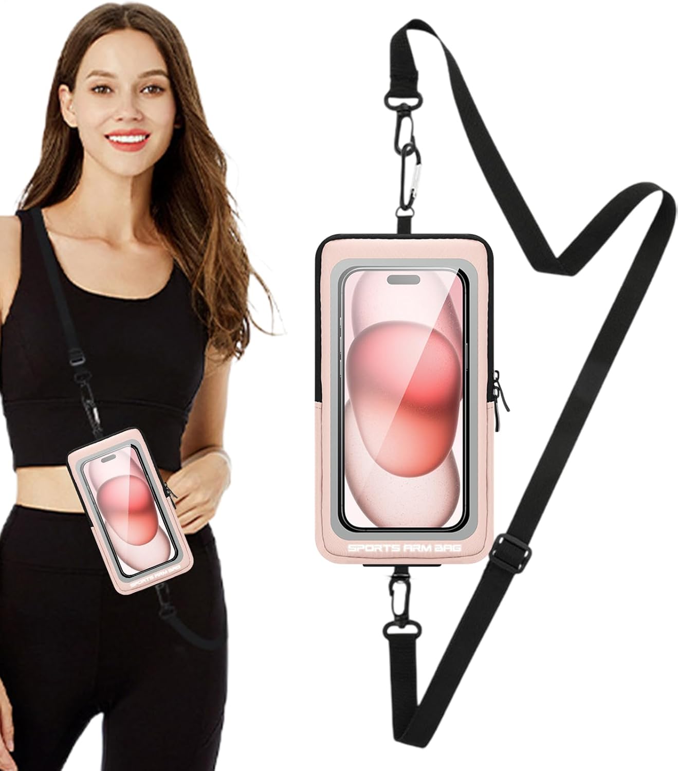 Phone Armband, Adjustable Phone Arm Bands, Waterproof Wrist Bag, Storage Pouch & Outdoor Workout Gear, Ideale per smartphone, esercizio, Hiking, and Travel Gear, 7,48 x 4,13 pollici