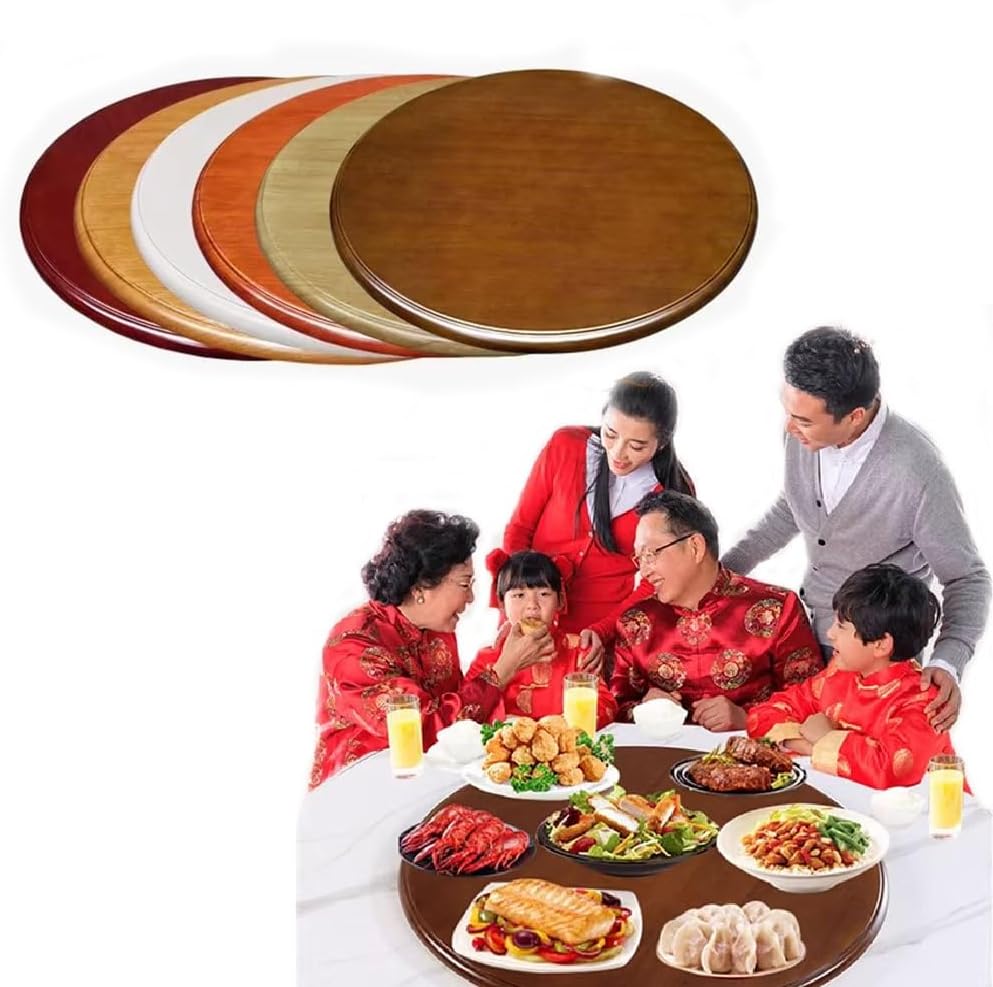 OPOLDBDMAC 30in 40in Lazy Susan Turntable Wood Rotating Dining Table Serving Tray, Oversized Tabletop Swivel Plate for Kitchen Countertop, 360° Rotating Eazy To Share Food(Log,90cm(36in))