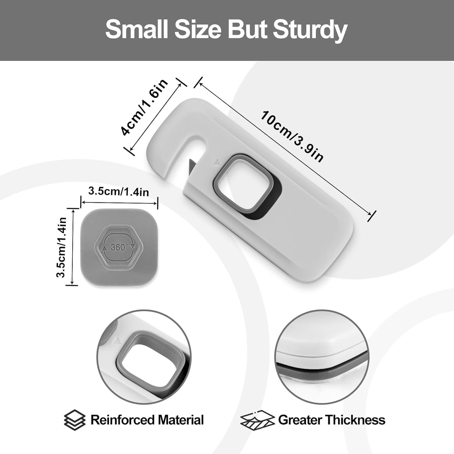 BECOMTO 5 Pack Childproof Refrigerator Lock,Baby Safety Fridge Door Lock,Freezer Lock Apply to Max 1"(25mm) Sealing Strip,Cabinet Cupboard Lock for Toddlers,Easy to Install,No Tools Need or Drill,Grey