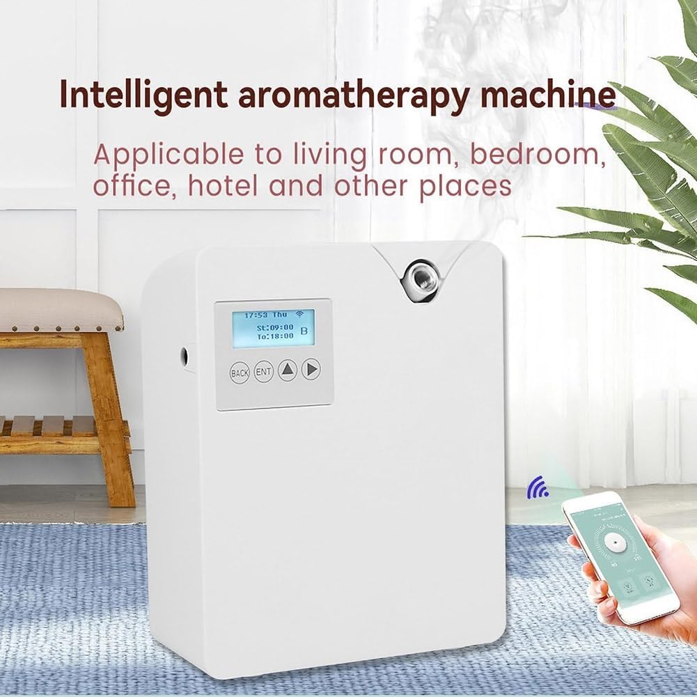 Smart Scent Air Machine, Wall-Mounted Air Scent Diffuser, 300ML Oil Waterless Condensation Nebulization, Bluetooth WiFi Aromatherapy Diffuser App Control with Timer, for Home, Office, Hotel (Color :