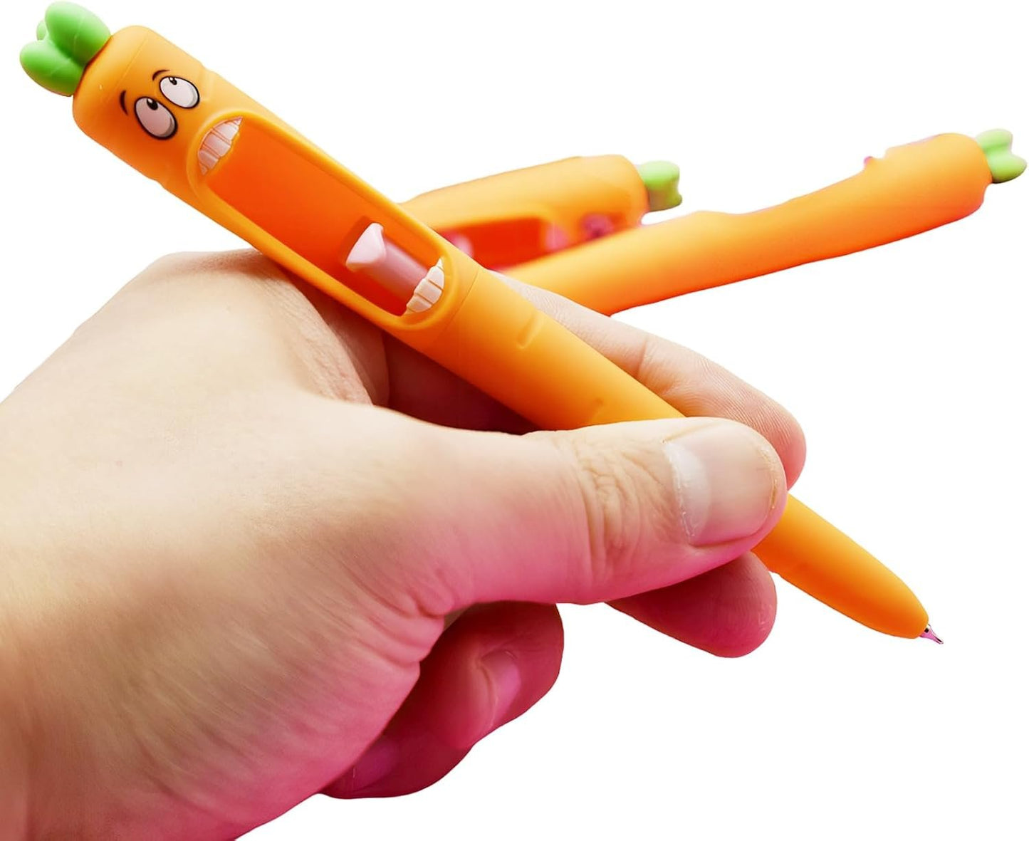 Maydahui 8 Pcs Funny Screaming Carrot Tongue Gel Pens Kawaii 0.5 mm Carrot Writing Pens Black Ink For Easter Basket Stuffers Shcool Stationery Supplies Office Party