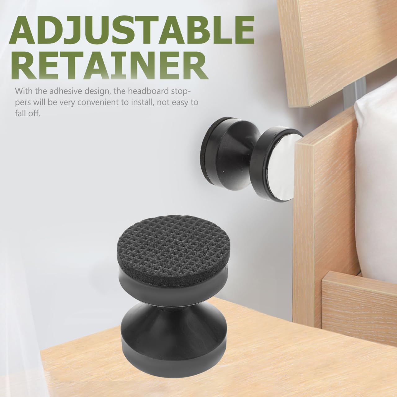 Amosfun 2Pcs Adjustable Headboard Stopper Threaded Bed Frame Anti-Shake Tool Head Board Stabilizer Pad Support S