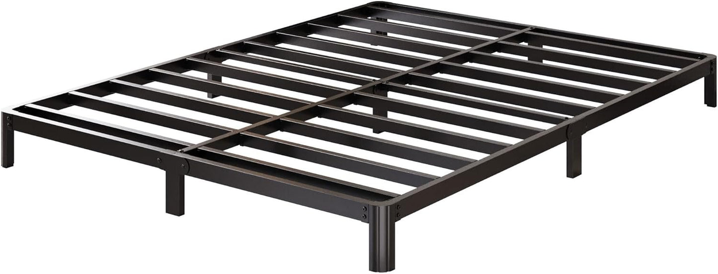 Lutown-Teen 5 Inch Low Full Size Bed Frame with Rounded Corner Legs, 200 LBS Heavy Duty Metal Full Platform Bed Frame No Box Spring Needed, Noise Free, Easy Assembly, Black