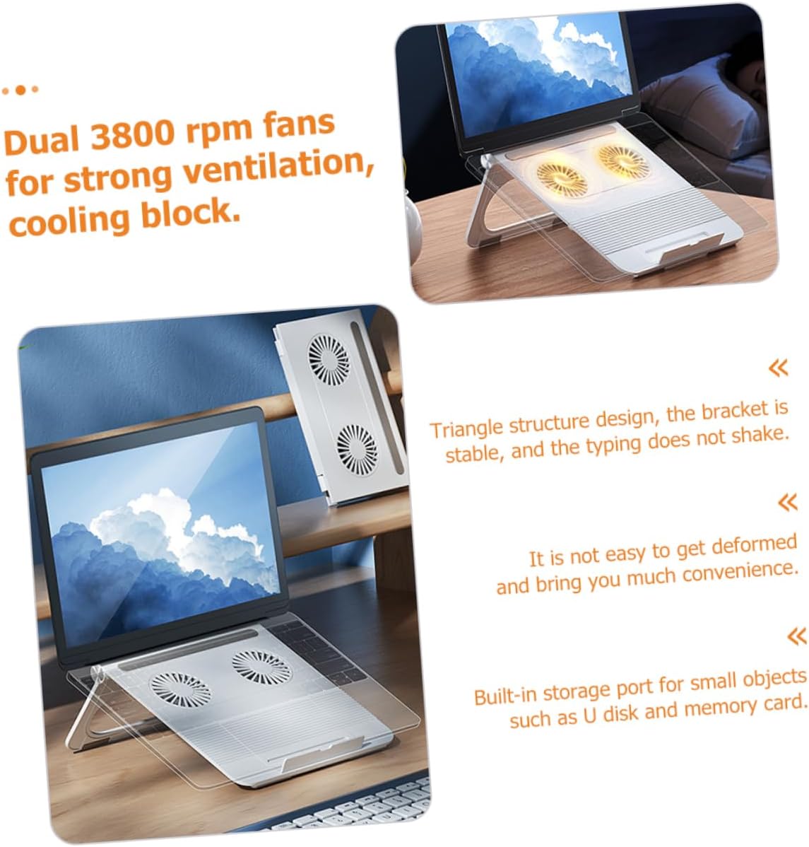 LABRIMP Laptop Stand with Height and Dual Cooling Fans Multipurpose Notebook Holder for Enhanced Stability and Ergonomics Compatible with All Laptops
