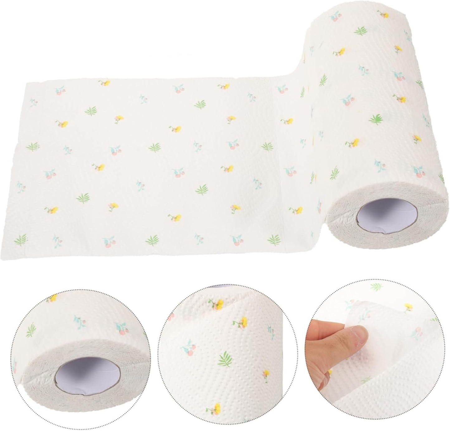 CLISPEED 1 Roll Printed Kitchen Paper Towels Absorbent Durable Oil Absorbing Design for Spill Cleanup Random