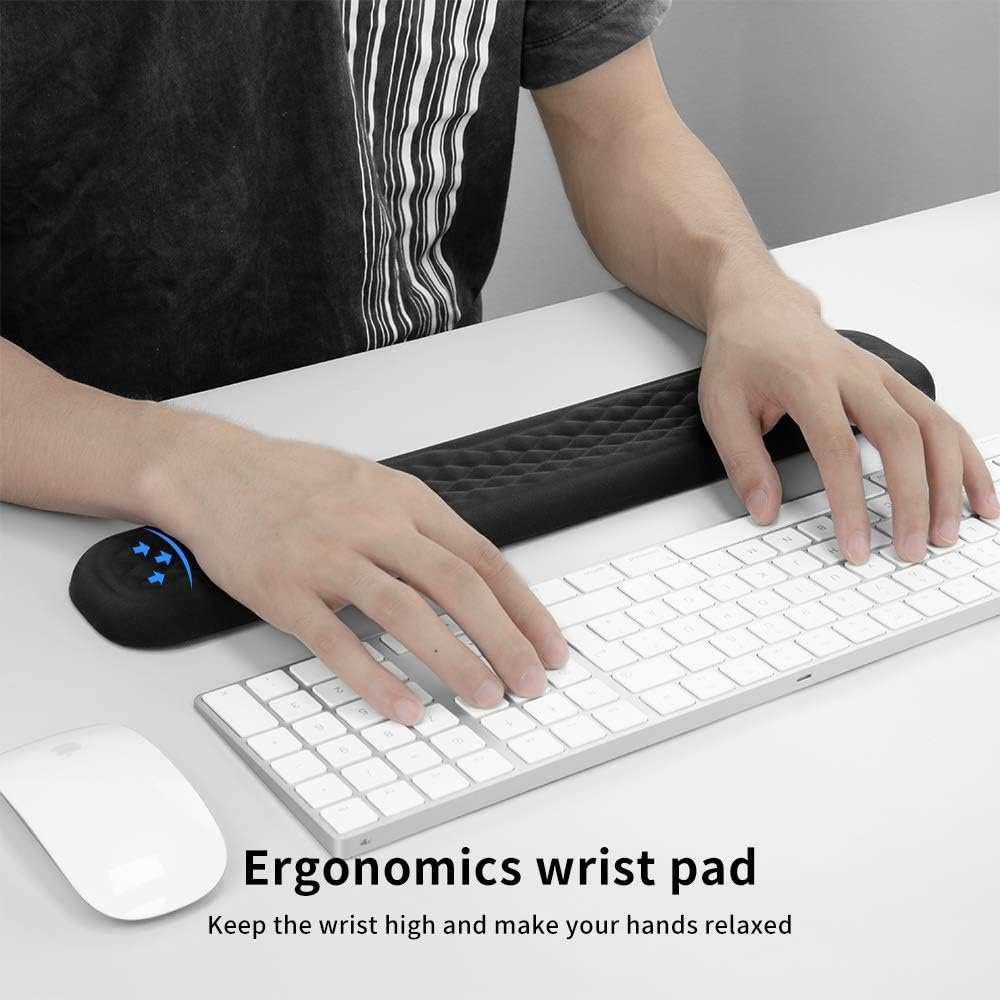 VAYDEER Keyboard Wrist Rest Pad Padded Memory Foam Hand Rest Support for Office, Computer, Laptop, Mac Typing and Wrist Pain Relief and Repair(17.32inch,Black)