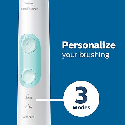 Philips Sonicare ProtectiveClean 5300 Rechargeable Electric Toothbrush, with Pressure Sensor, 3 Cleaning Modes, SmarTimer and QuadPacer, with 2 Bonus Brush Heads, Travel Case, Black, Model
