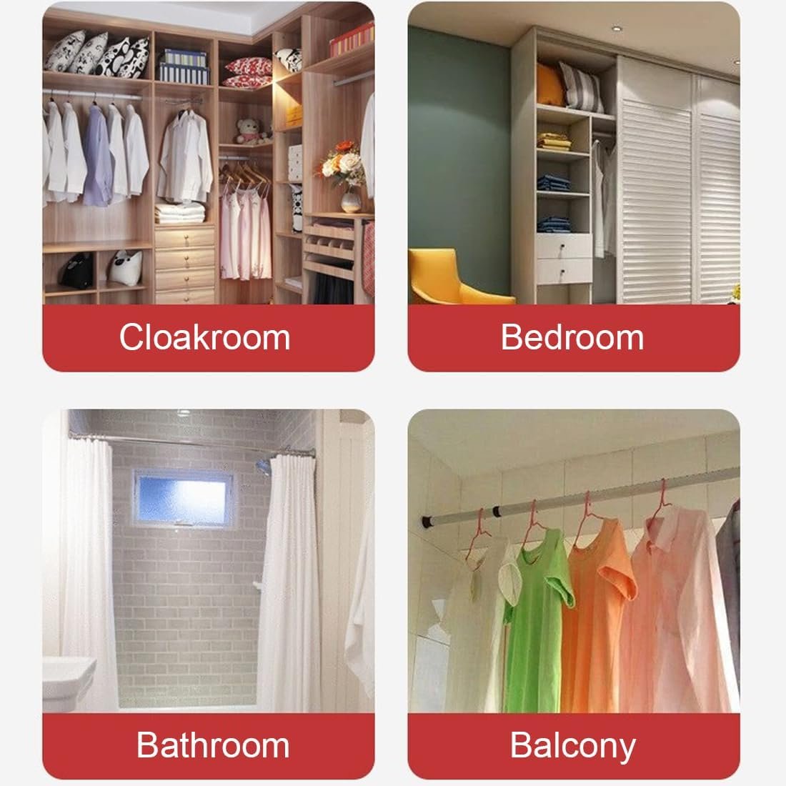 KQNM Pack of 4 Wardrobe Racks, Interior Wardrobe Accessories, Wardrobe Accessories, Chrome 19.5 x 31.6 mm