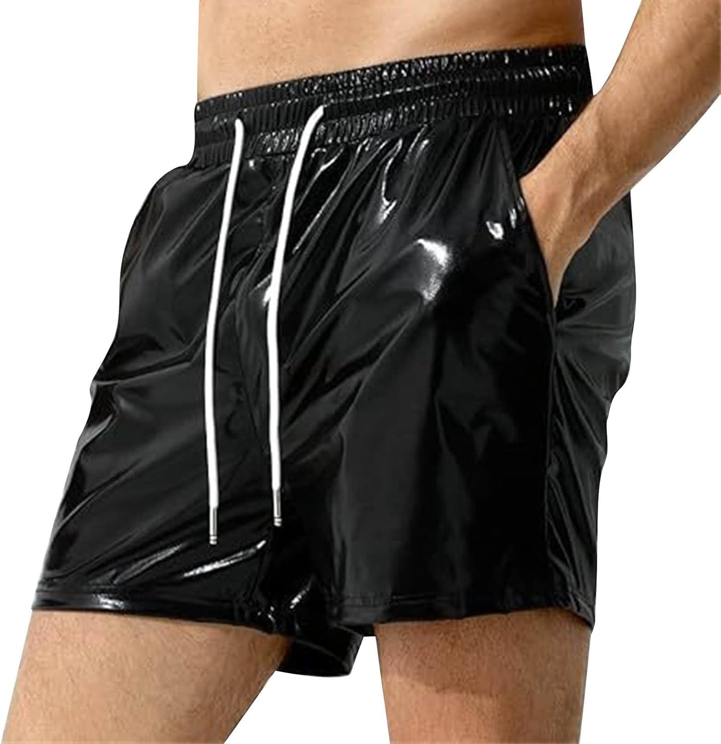 Fuzzy House Uomo Estate Fitness Sport Tempo Libero Tinta Unita Nero Singolo Strato Pantaloncini per Uomo Tech Mens Pantaloni, Nero , XL