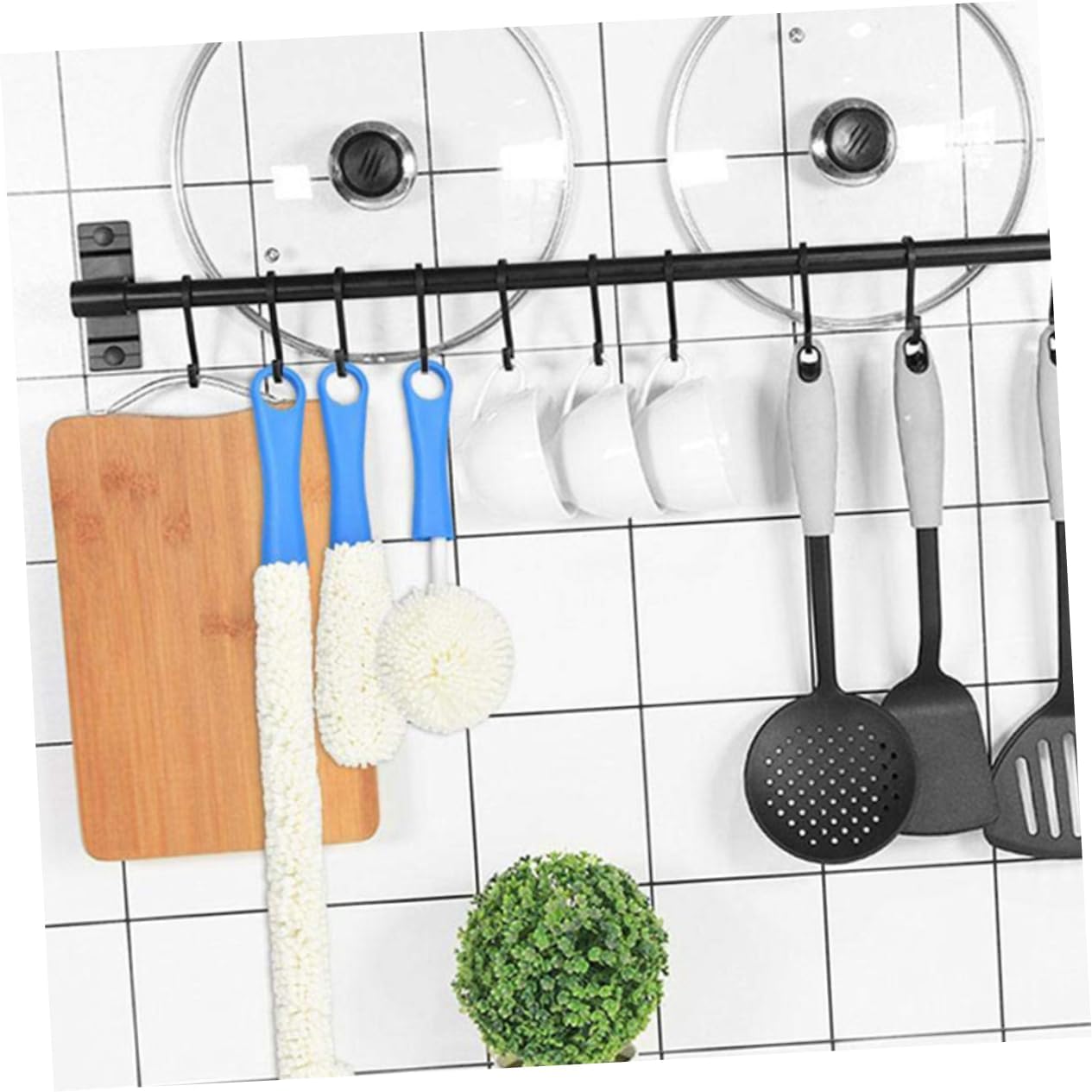 FOMIYES 3 Pcs Glassware Cleaning Tools for Wine Glasses Decanters Blue Bendable Brushes for Hard to Reach Stains Durable Kitchen Home Cleaning Essentials