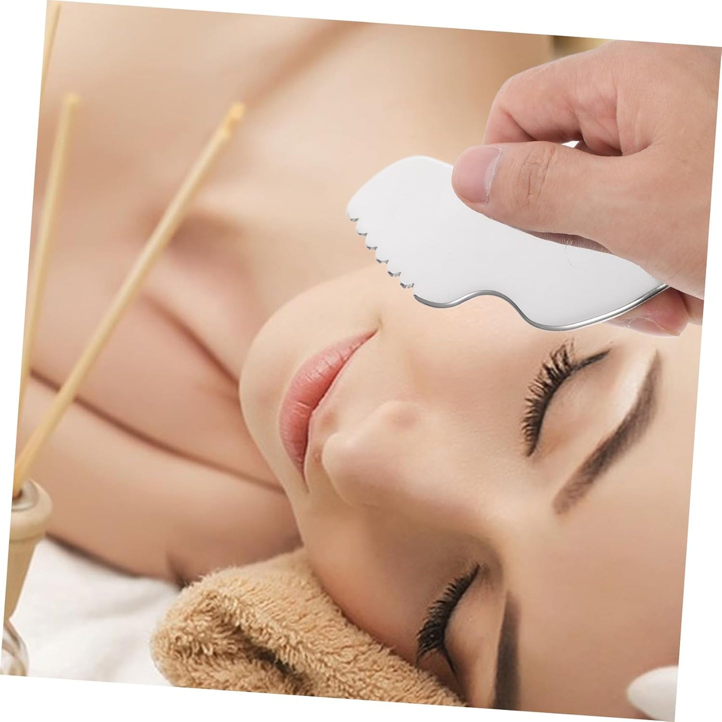 PACKOVE Tool Stainless Steel Facial Sculpting and Scraping Massage Tool for Neck and Eyes Portable Hand