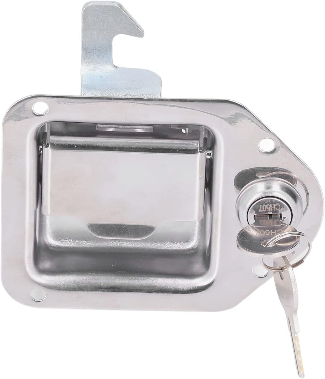 Aramox 304 Stainless Steel Tool Box Handle Latch with 2 Keys Paddle Lock, Fit for Truck RV Trailer ATV UTV, Silver