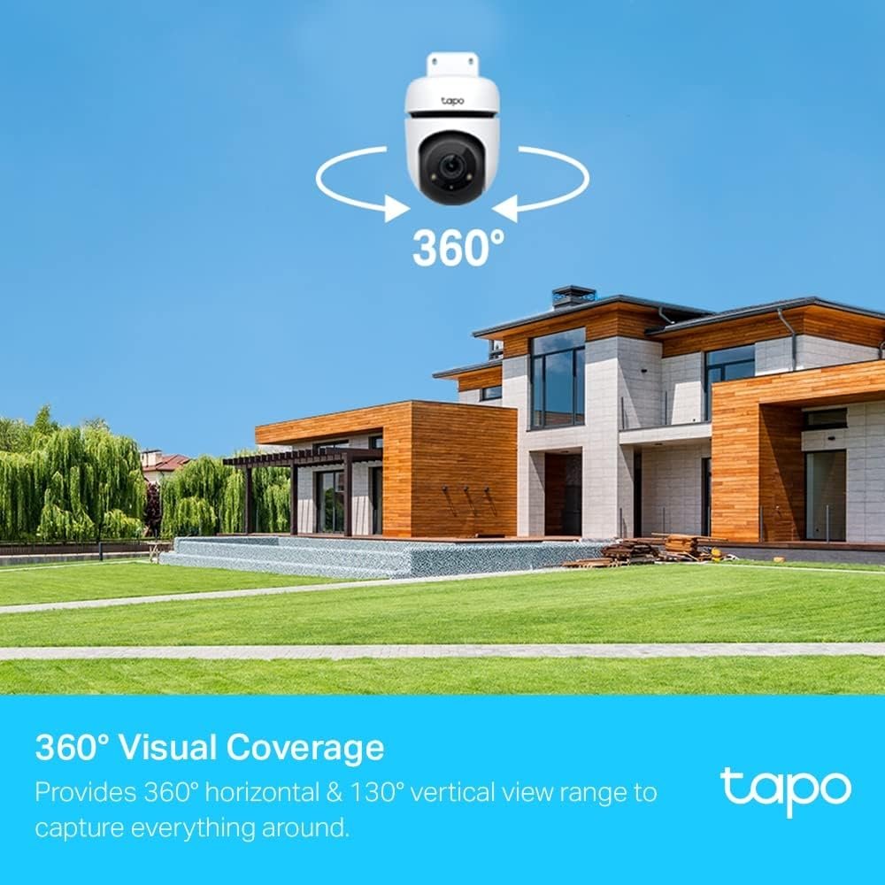 TP-Link Tapo Pan/Tilt Outdoor Home Security WiFi Camera, Wireless, 1080p, 360°, IP65, Night Vision, Sound Alarm, Two-Way Audio, Smart Person & Motion Detection, Privacy Mode, SD Card Slot (Tapo C500)
