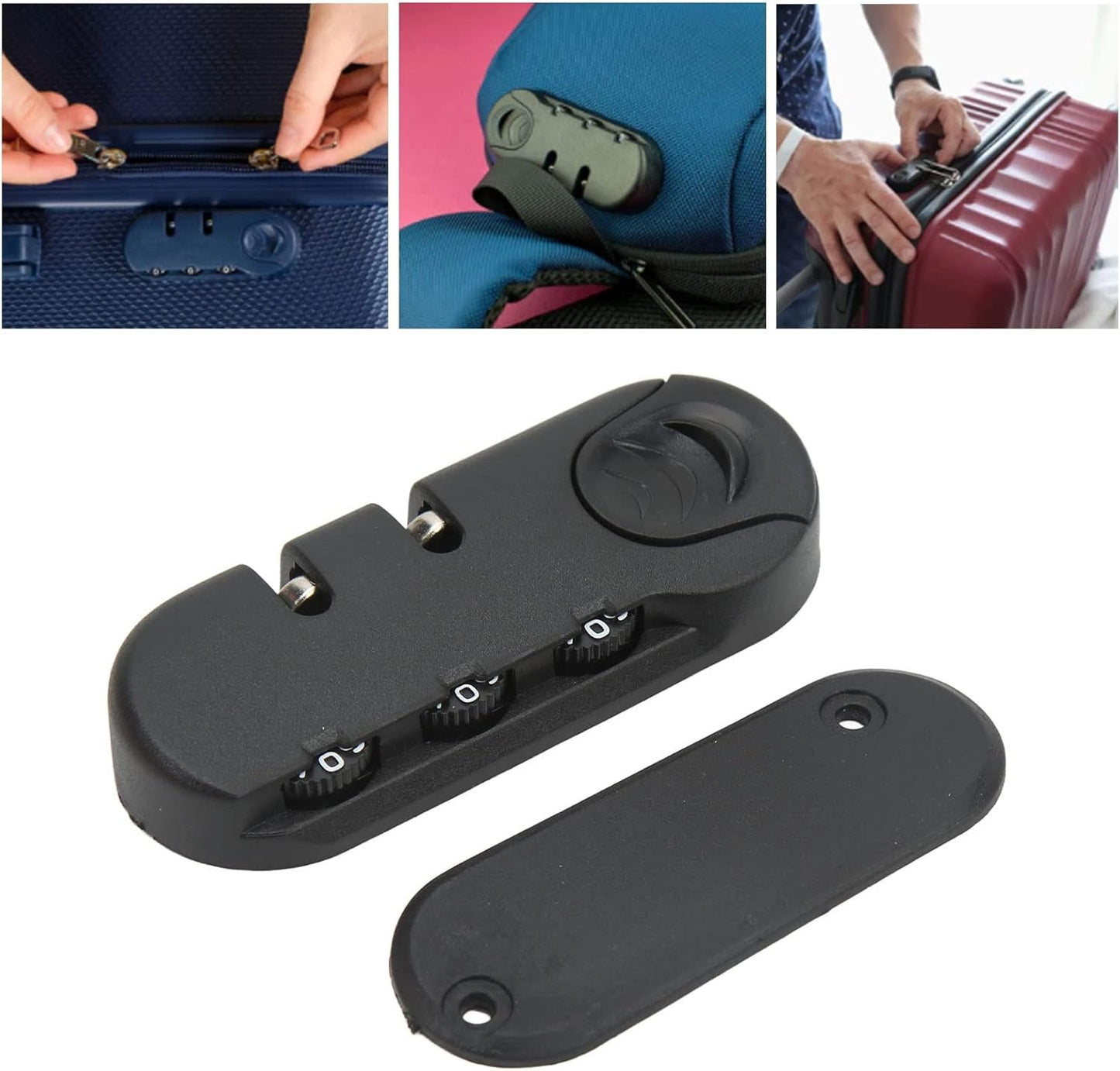 Luggage Lock 3 Digits Zinc Alloy Lock Catch Plastic Frosted Appearance Black Suitcase Password Security Lock for Travel