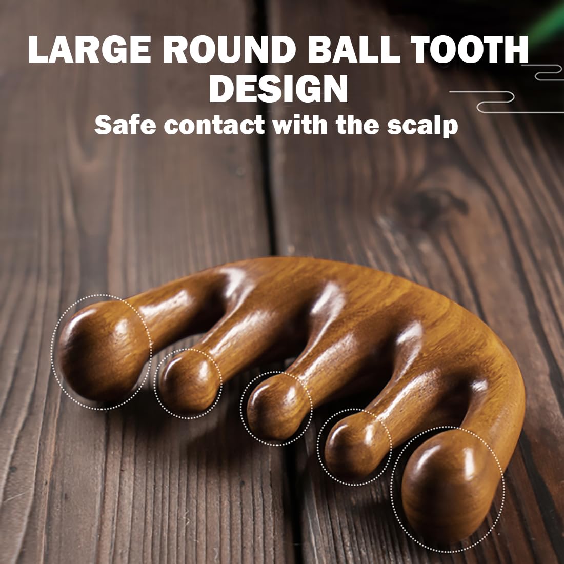 Wooden Scalp Massager - Handmade 100% Natural Green Sandalwood Wide Tooth Combs - Wood Massage Comb & Sandalwood Comb for Luxurious Hair Care