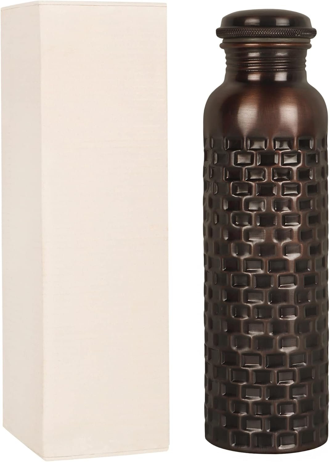 JYPR 100% Pure Copper Water Bottle, Leak-proof Seal, 32 oz Capacity - Handcrafted Antique Finished - Ayurvedic Copper Vessel Drinkware For Health Benefits - Perfect for Yoga, Gym, or Travel