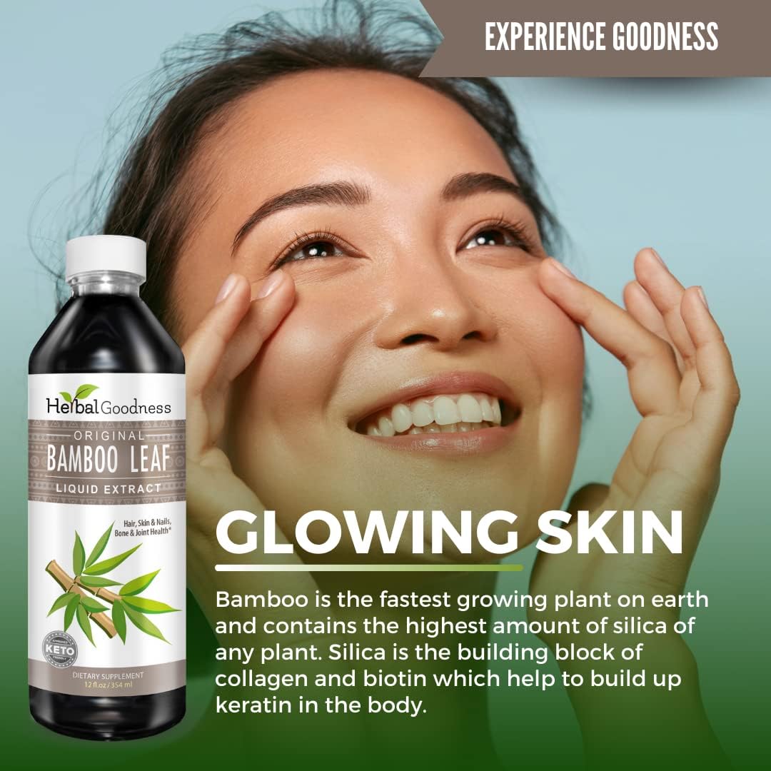 Herbal Papaya Bamboo Silica Supplements Organic Extract 12oz - Liquid Silica with Organic Hair, Skin and Nails Vitamins As Well As Bone and Joint Support