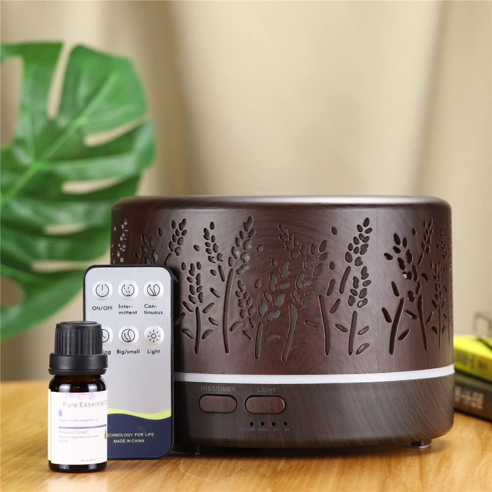 700ml Remote Control Ultrasonic Electric Air Humidifier Aroma Diffuser Essential Oil Cool Mist Maker 7 LED Light Coloful for Office Home Car (B)