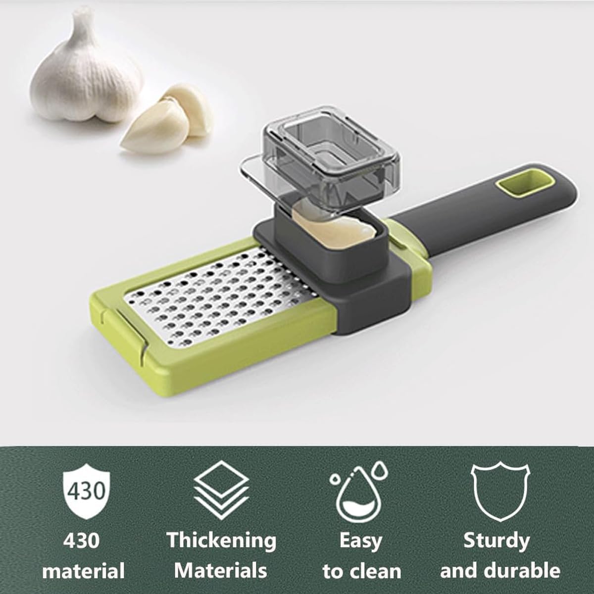 AIMALL 2-Piece Multifunctional Manual Garlic Grinder, Durable Kitchen Gadget for Garlic, Vegetables, Easy-Clean 8-Inch Stainless Steel Tool